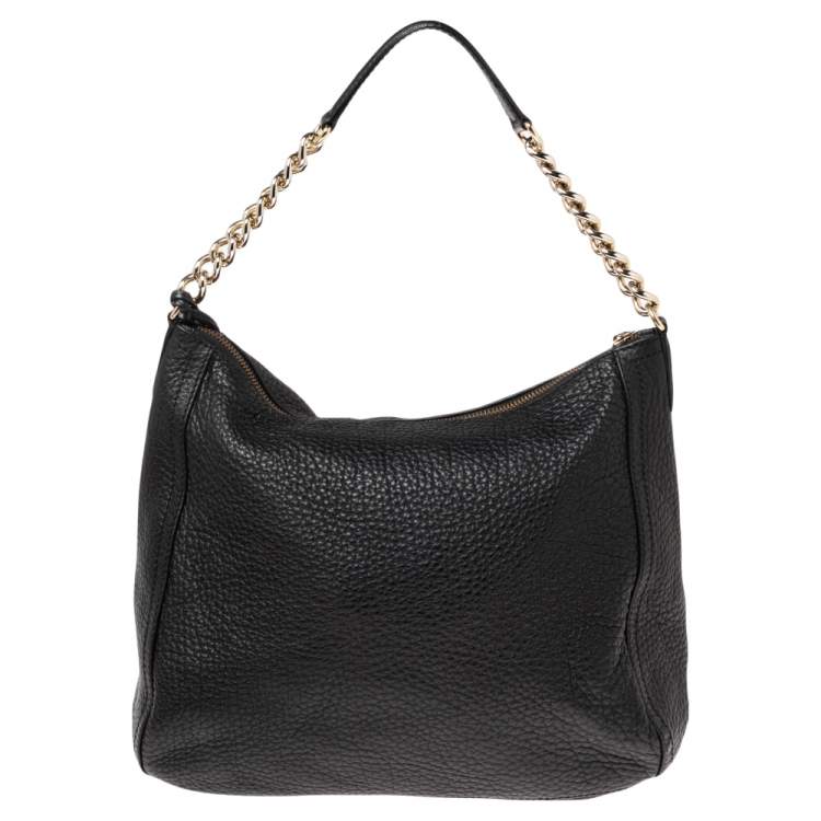 Pre Owned Carolina Herrera Black Leather Chain Tassel Hobo