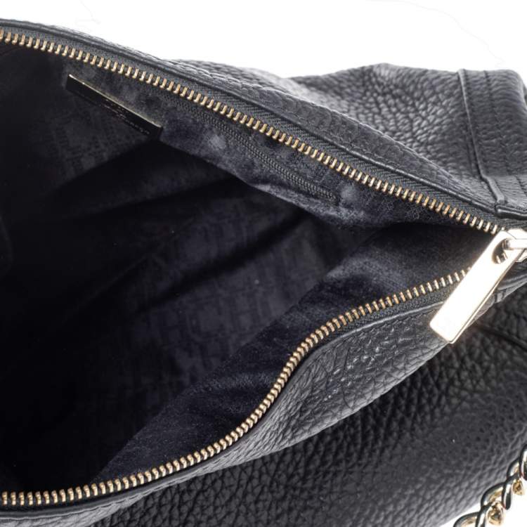 Pre Owned Carolina Herrera Black Leather Chain Tassel Hobo