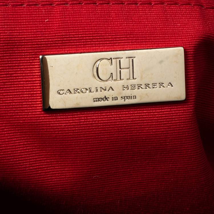 Pre Owned Carolina Herrera Black Embossed Monogram Leather Andy Tote