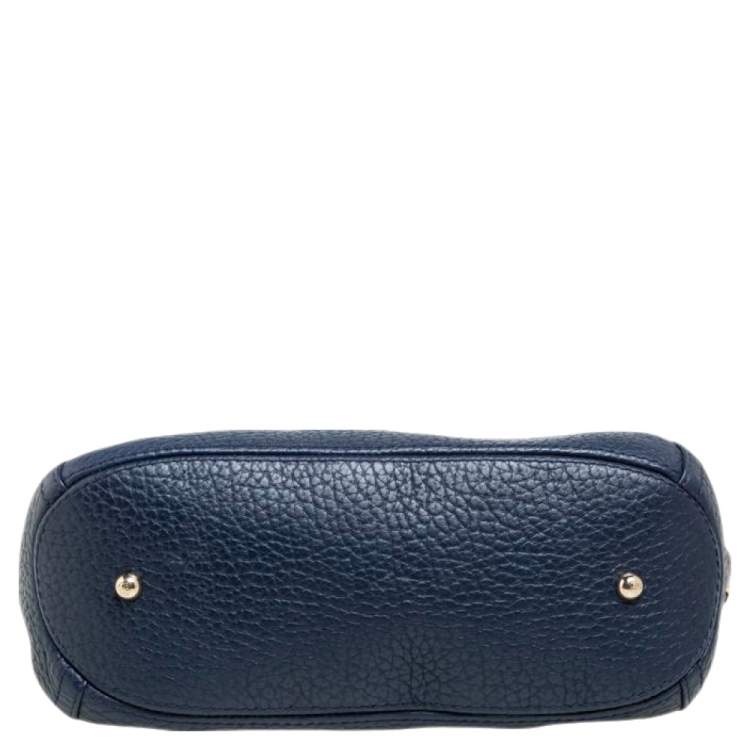 Pre Owned Carolina Herrera Navy Blue Leather Chain Tassel Shoulder Bag