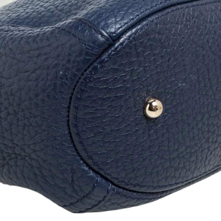 Pre Owned Carolina Herrera Navy Blue Leather Chain Tassel Shoulder Bag