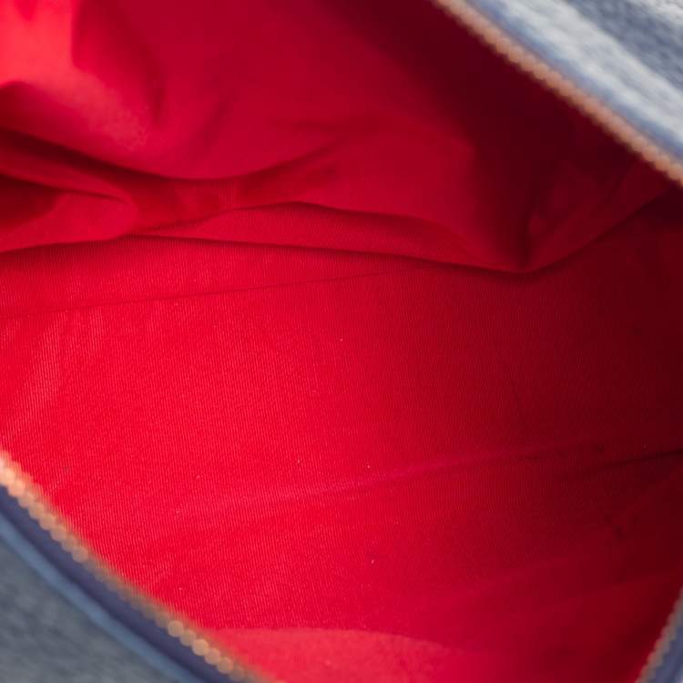 Pre Owned Carolina Herrera Navy Blue Leather Chain Tassel Shoulder Bag