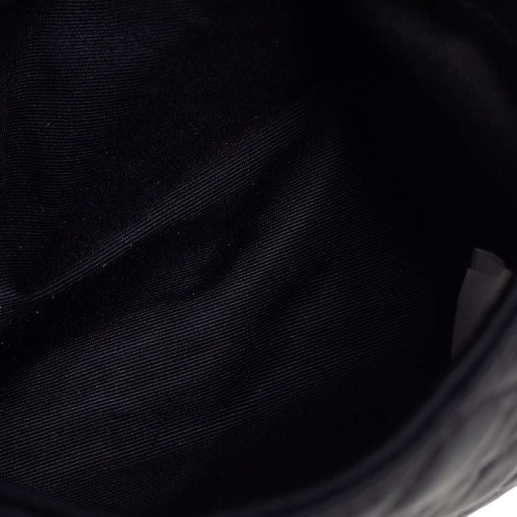 Pre Owned Carolina Herrera Black Quilted Satin Flap Clutch