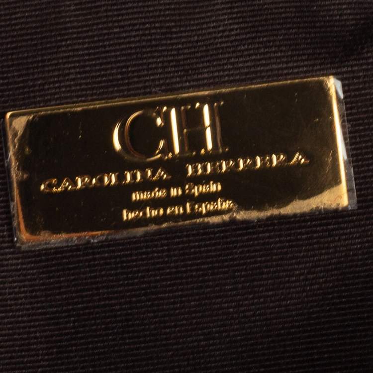 Pre Owned Carolina Herrera Red Monogram Canvas and Leather Pouch 