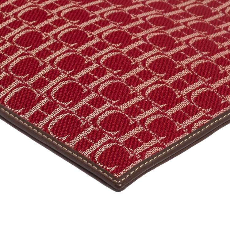 Pre Owned Carolina Herrera Red Monogram Canvas and Leather Pouch 