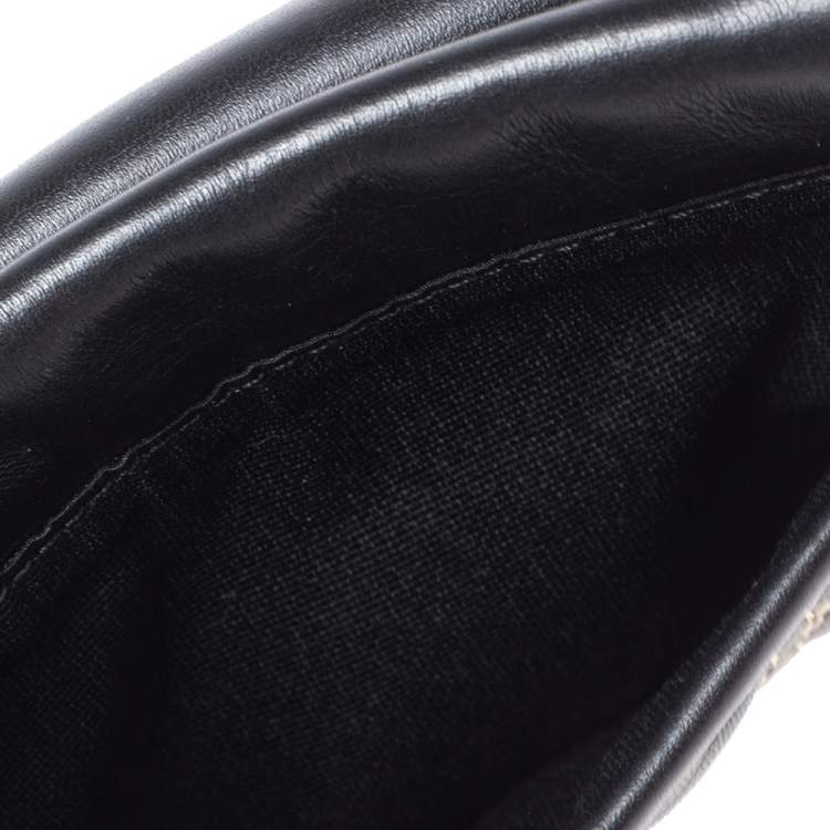 Pre Owned Carolina Herrera Black Monogram Leather Belt Bag