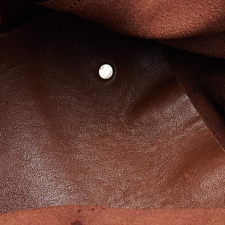 Pre Owned Carolina Herrera Brown Monogram Embossed Leather Tote