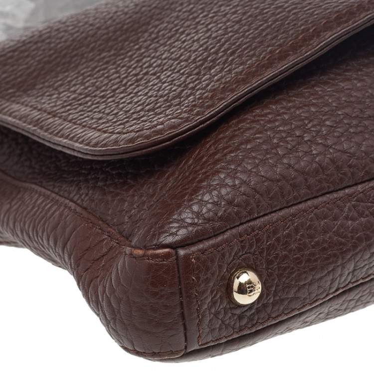 Pre Owned Carolina Herrera Brown Leather Tassel Flap Chain Shoulder Bag