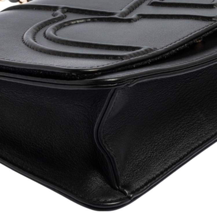 Pre Owned Carolina Herrera Black Leather Flap Shoulder Bag