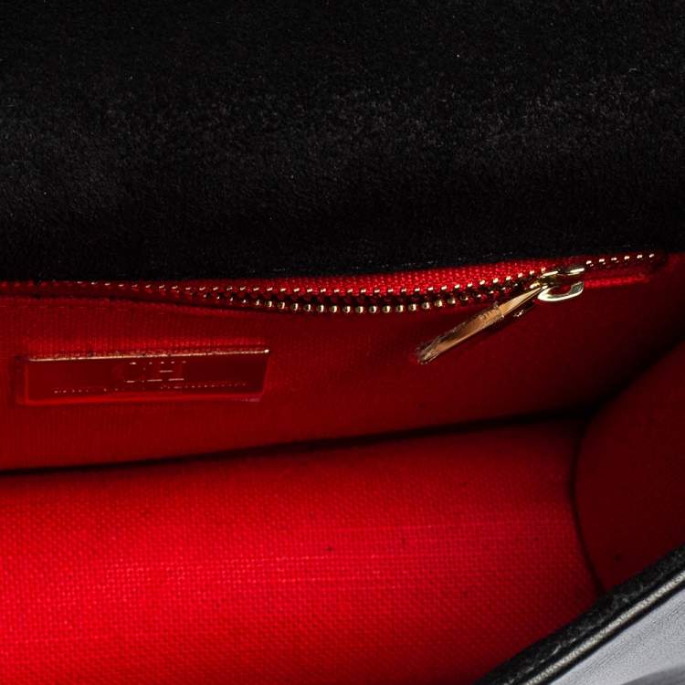 Pre Owned Carolina Herrera Black Leather Flap Shoulder Bag