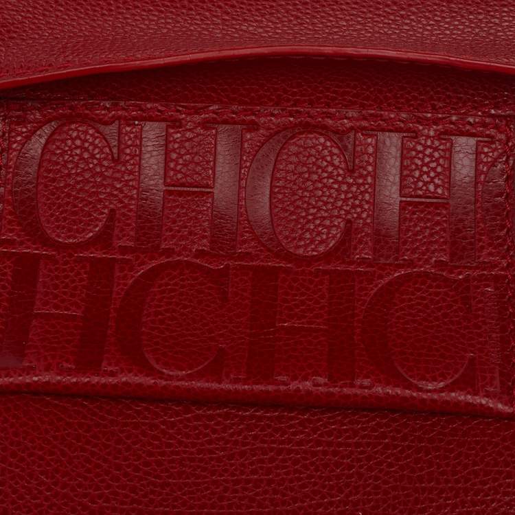 Pre Owned Carolina Herrera Red Leather Flap Chain Shoulder Bag