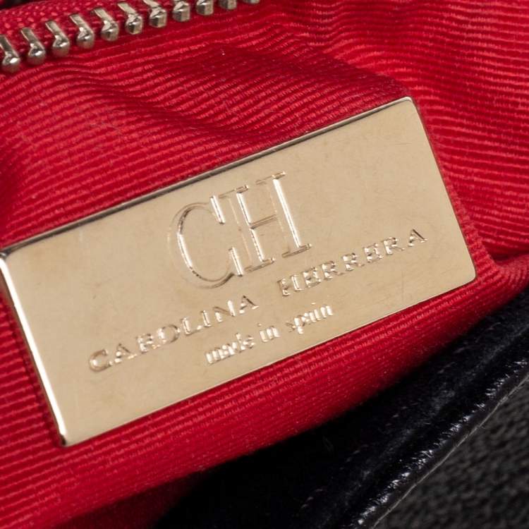 مملوكة مسبقًا Carolina Herrera Black Leather Chain Flap Shoulder Bag