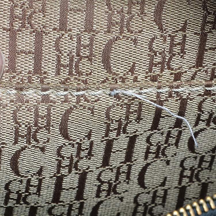 Pre Owned Carolina Herrera Dark Grey Monogram Leather Andy Satchel