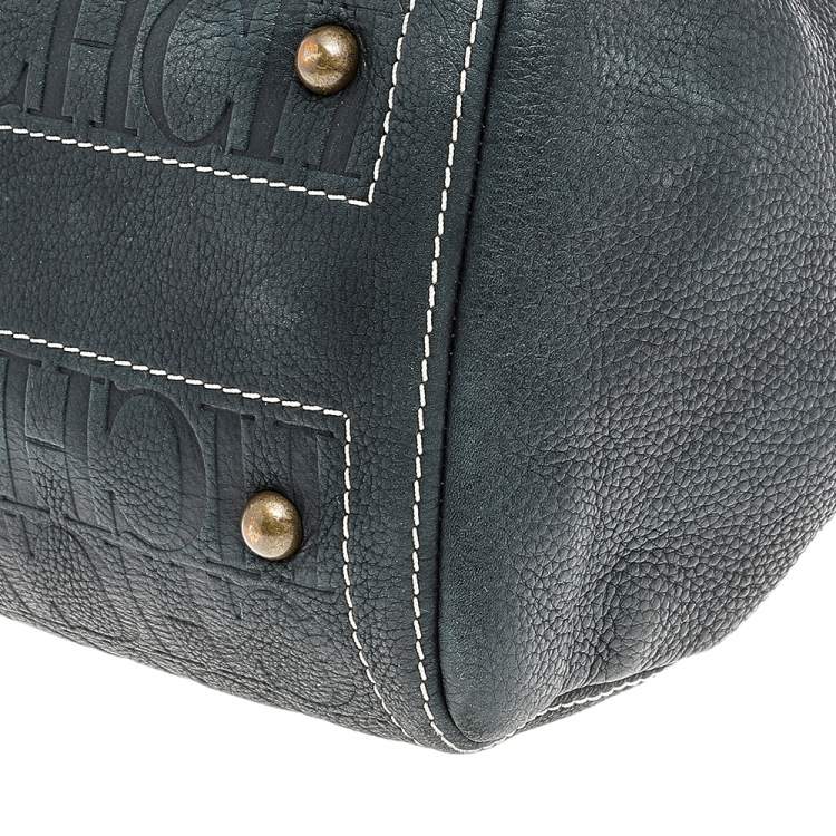 Pre Owned Carolina Herrera Dark Grey Monogram Leather Andy Satchel