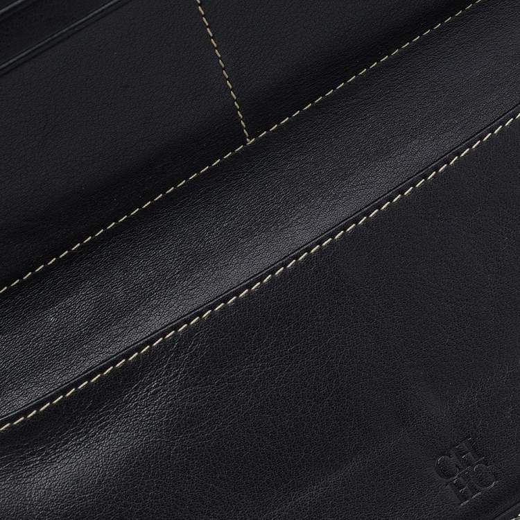 Pre Owned Carolina Herrera Black Leather Continental Wallet