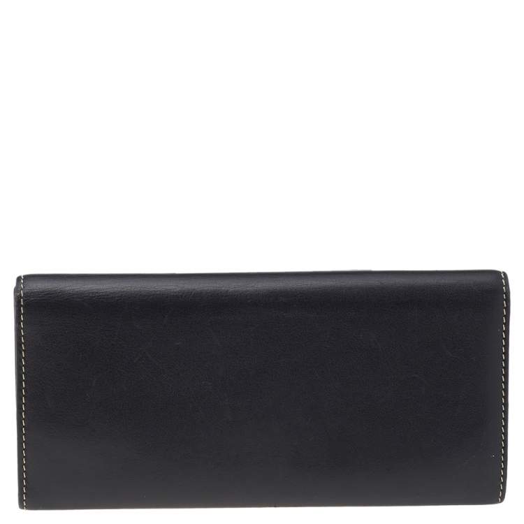 Pre Owned Carolina Herrera Black Leather Continental Wallet