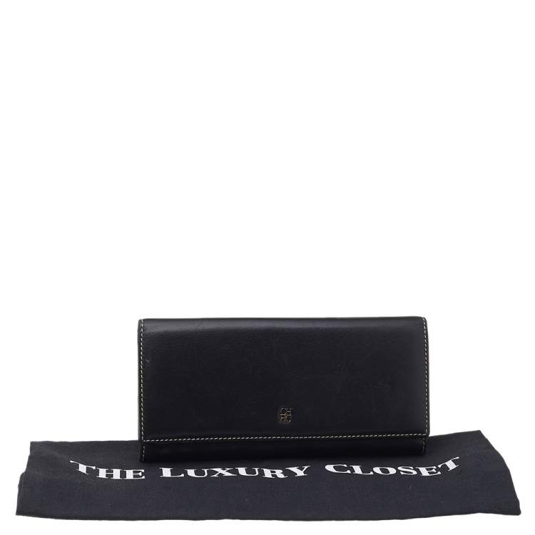 Pre Owned Carolina Herrera Black Leather Continental Wallet