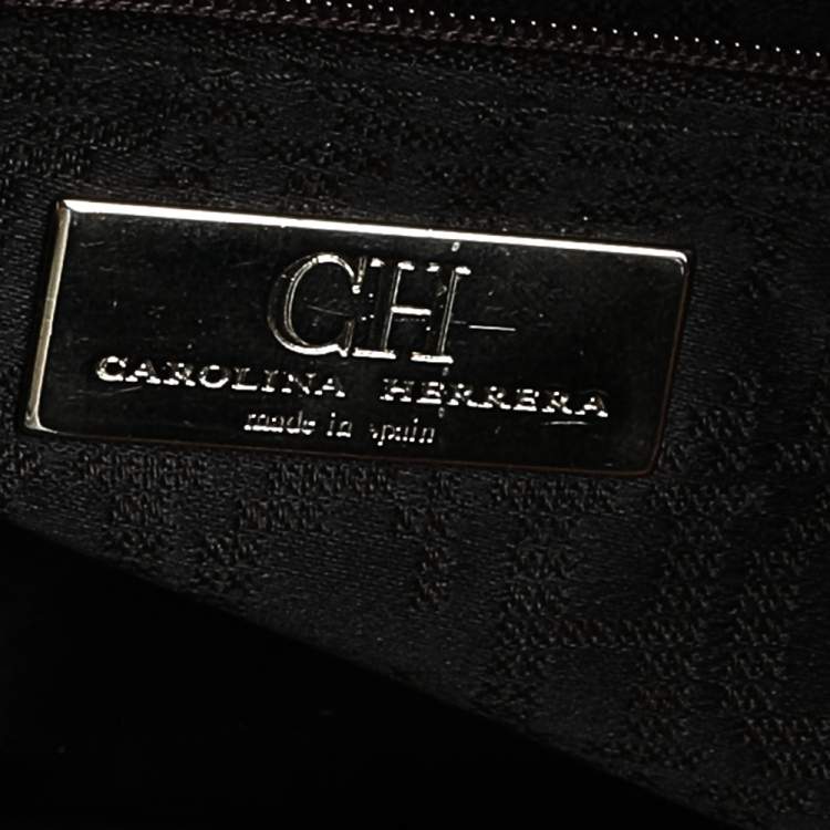 Pre Owned Carolina Herrera Mustard Yellow Leather Tote