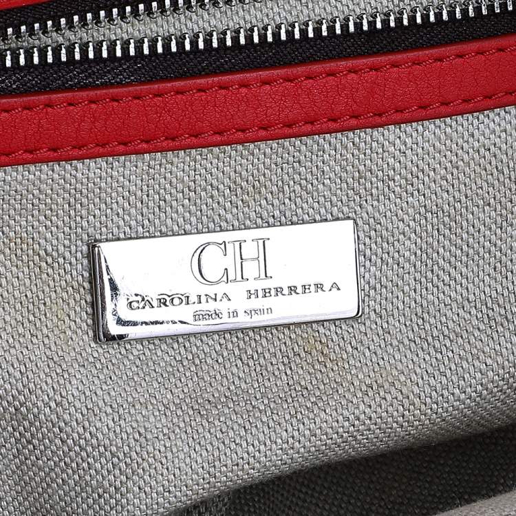 Pre Owned Carolina Herrera Multicolor Leather Logo Charm Satchel