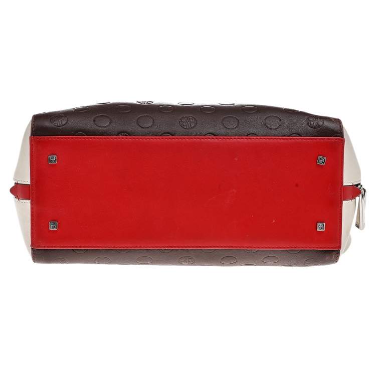 Pre Owned Carolina Herrera Multicolor Leather Logo Charm Satchel