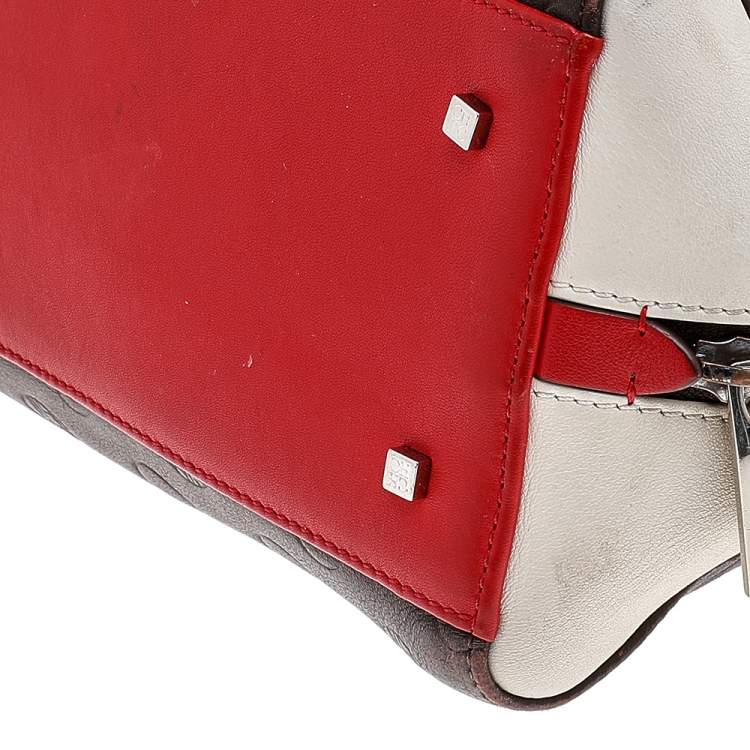 Pre Owned Carolina Herrera Multicolor Leather Logo Charm Satchel