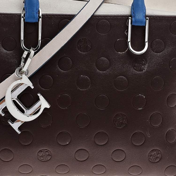 Pre Owned Carolina Herrera Multicolor Leather Logo Charm Satchel