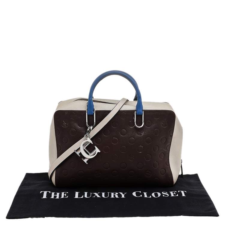 Pre Owned Carolina Herrera Multicolor Leather Logo Charm Satchel