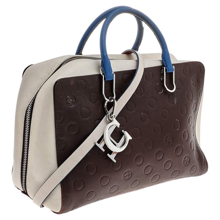 Pre Owned Carolina Herrera Multicolor Leather Logo Charm Satchel