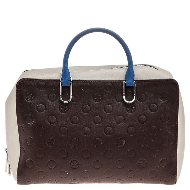 Pre Owned Carolina Herrera Multicolor Leather Logo Charm Satchel