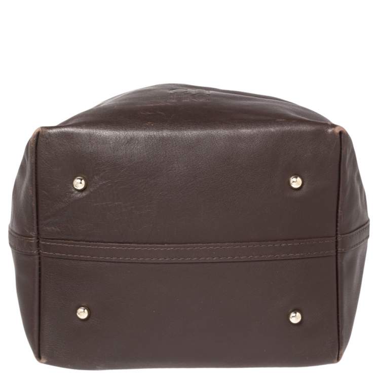 Pre Owned Carolina Herrera Dark Brown Leather Matryoshka Tote