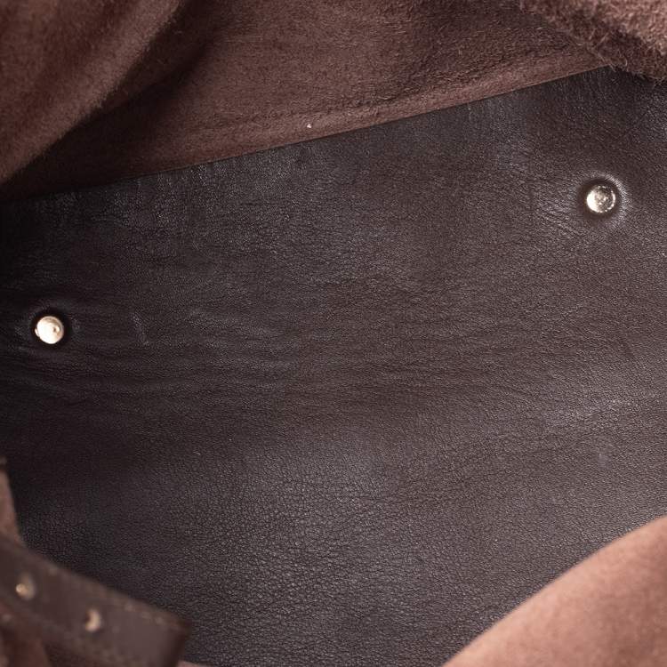 Pre Owned Carolina Herrera Dark Brown Leather Matryoshka Tote