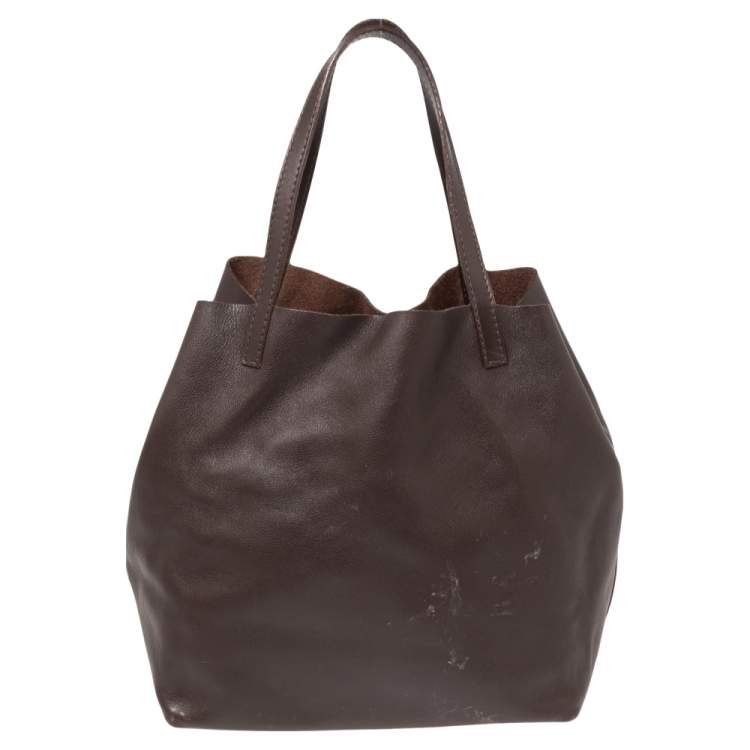 Pre Owned Carolina Herrera Dark Brown Leather Matryoshka Tote