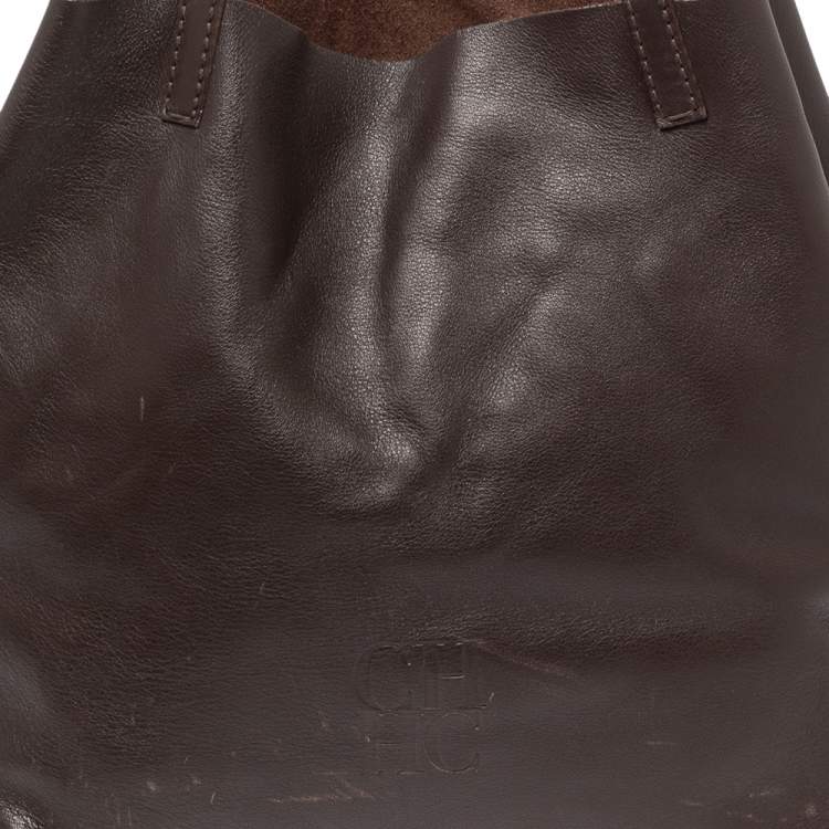 Pre Owned Carolina Herrera Dark Brown Leather Matryoshka Tote