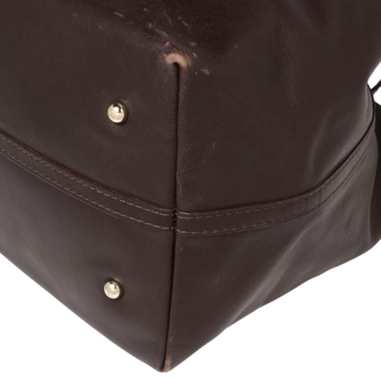 Pre Owned Carolina Herrera Dark Brown Leather Matryoshka Tote