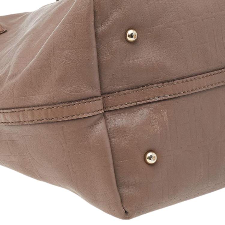 مملوكة مسبقًا Carolina Herrera Beige Monogram Leather Matryoshka Tote