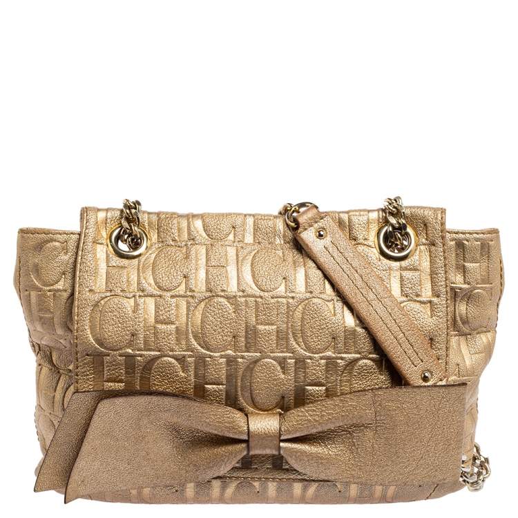 Carolina Herrera Metallic Gold Quilted Leather Flap Chain Shoulder Bag  Carolina Herrera | The Luxury Closet