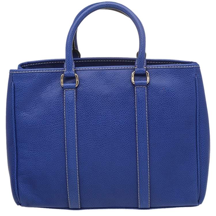 Pre Owned Carolina Herrera Blue Leather Tote 