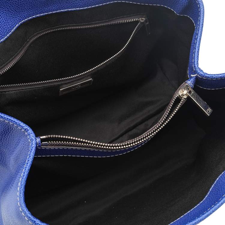 Pre Owned Carolina Herrera Blue Leather Tote 