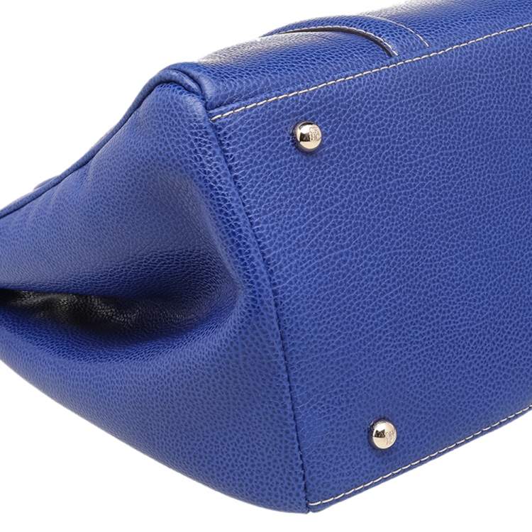 Pre Owned Carolina Herrera Blue Leather Tote 