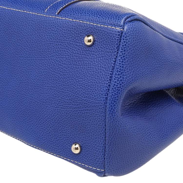 Pre Owned Carolina Herrera Blue Leather Tote 