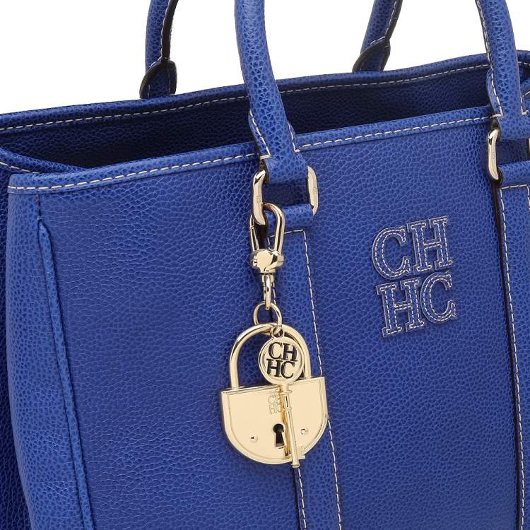 Pre Owned Carolina Herrera Blue Leather Tote 