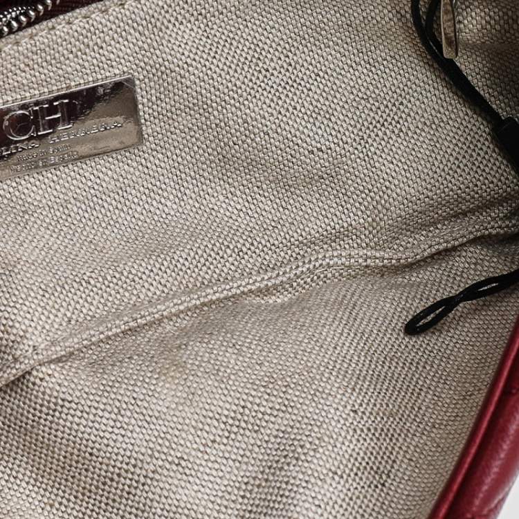 مملوكة مسبقًا CH Carolina Herrera Red Chevron Leather Bimba Chain Flap Shoulder Bag