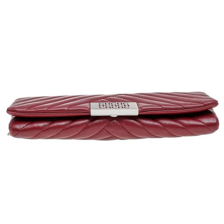 مملوكة مسبقًا CH Carolina Herrera Red Chevron Leather Bimba Chain Flap Shoulder Bag