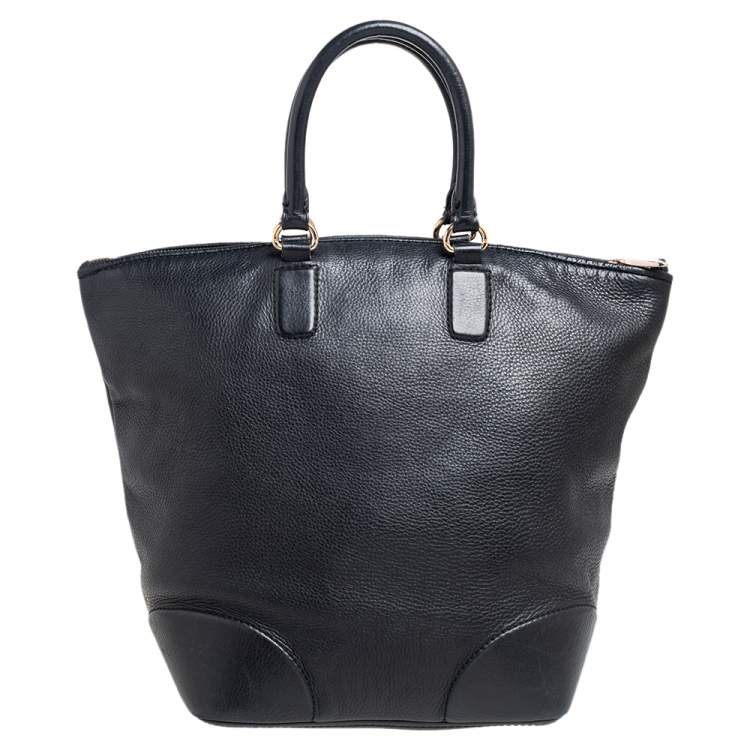 Pre Owned Carolina Herrera Black Leather Top Zip Shopper Tote
