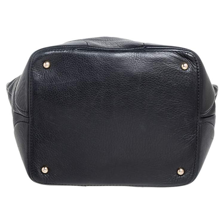 Pre Owned Carolina Herrera Black Leather Top Zip Shopper Tote