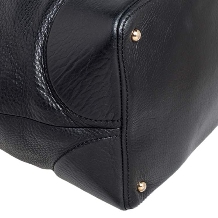 Pre Owned Carolina Herrera Black Leather Top Zip Shopper Tote