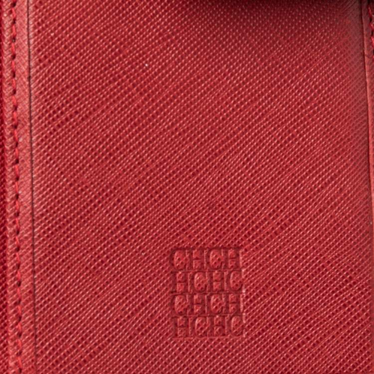 Pre Owned Carolina Herrera Red Leather Flap Continental Wallet