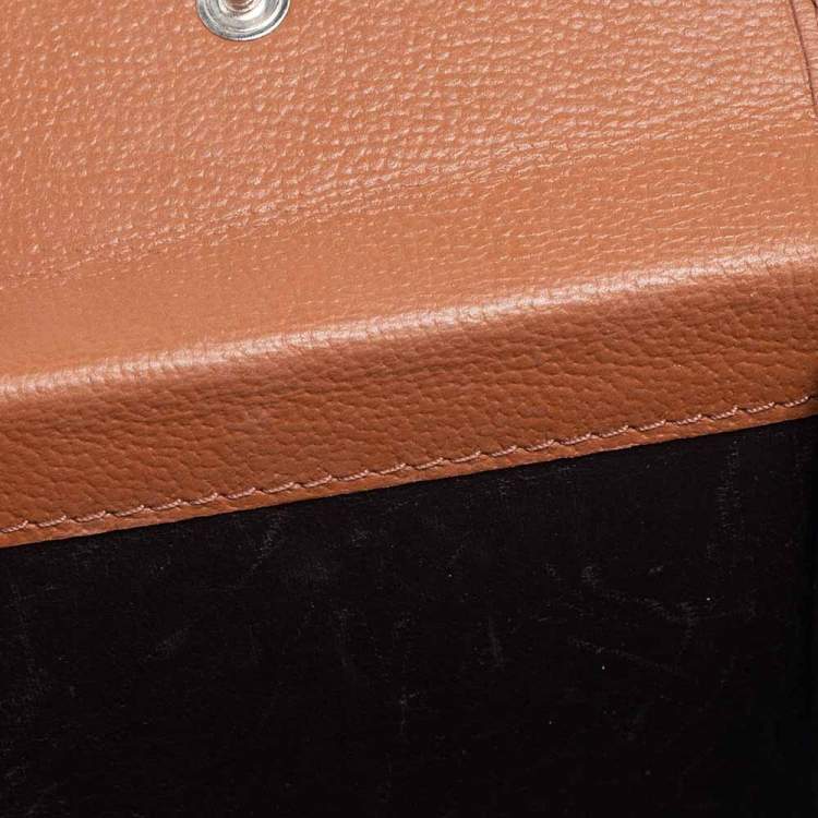 Pre Owned Carolina Herrera Brown Monogram Leather Tri Fold Compact Wallet