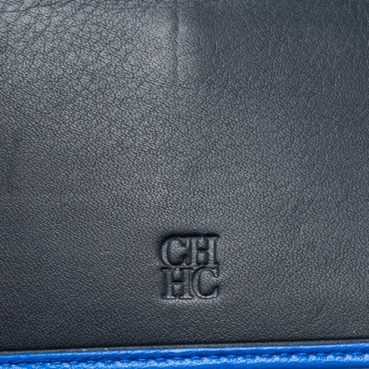 Pre Owned Carolina Herrera Blue Quilted Leather Long Trifold Wallet