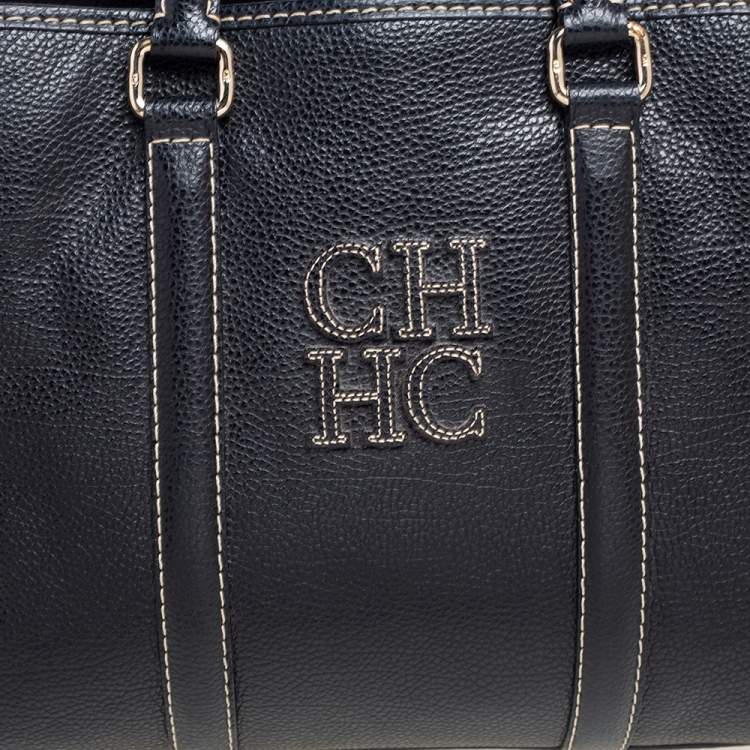 Pre Owned Carolina Herrera Black Leather Medium Matteo Tote